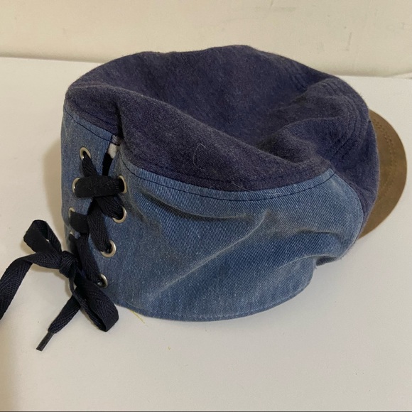 Light & Dark Denim Leather Women’s Lace Cap - Picture 3 of 8